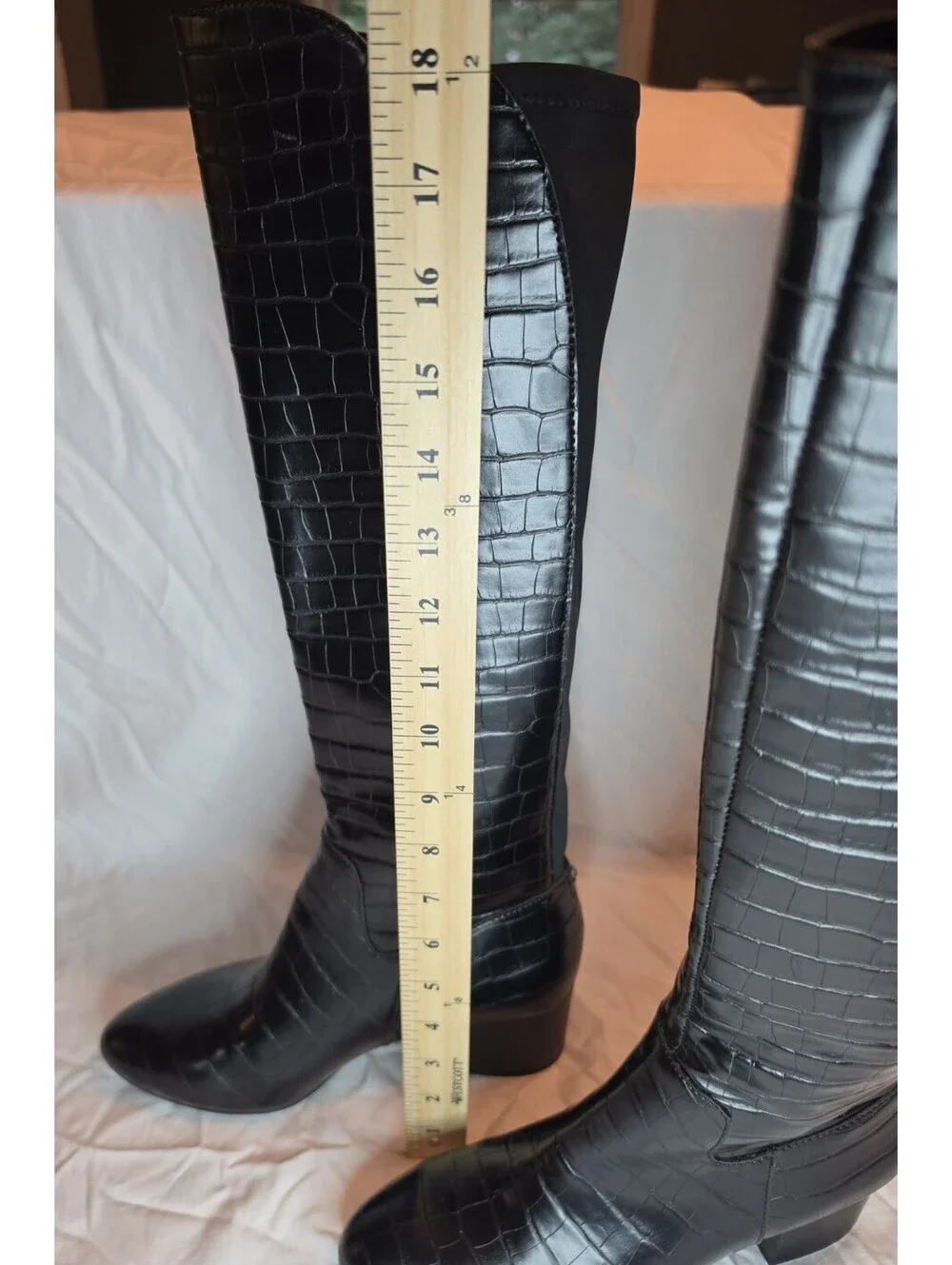 Anne Klein Henrie iFlex Black Croc Embossed Knee High Boots Women’s 7M